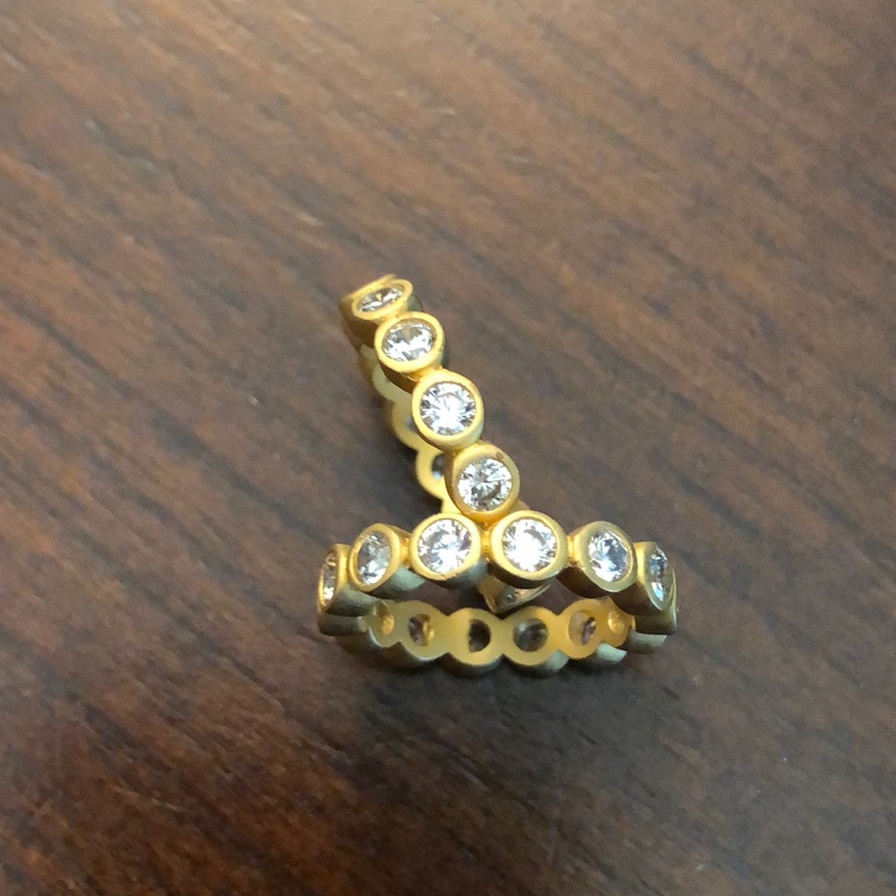 Gold plated sterling silver ring with CZs
